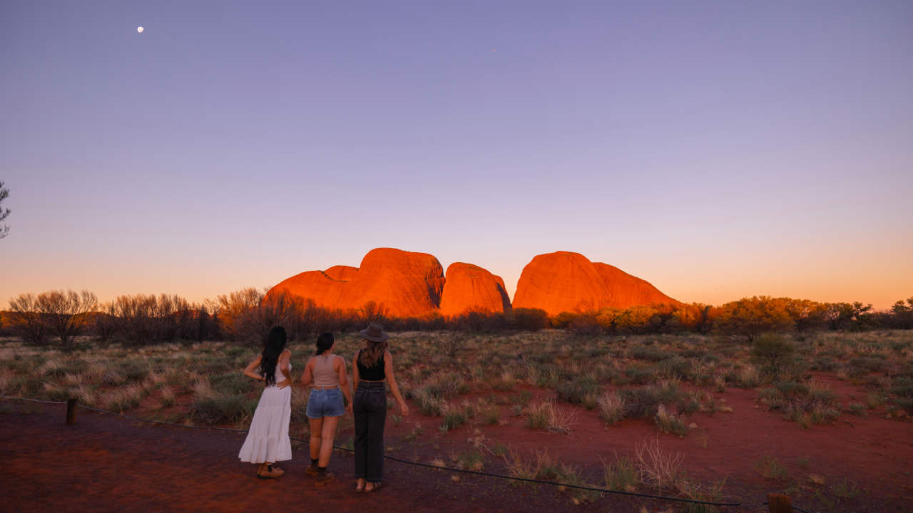 Looking towards Kata Tjuta (The Olgas) at Sunrise