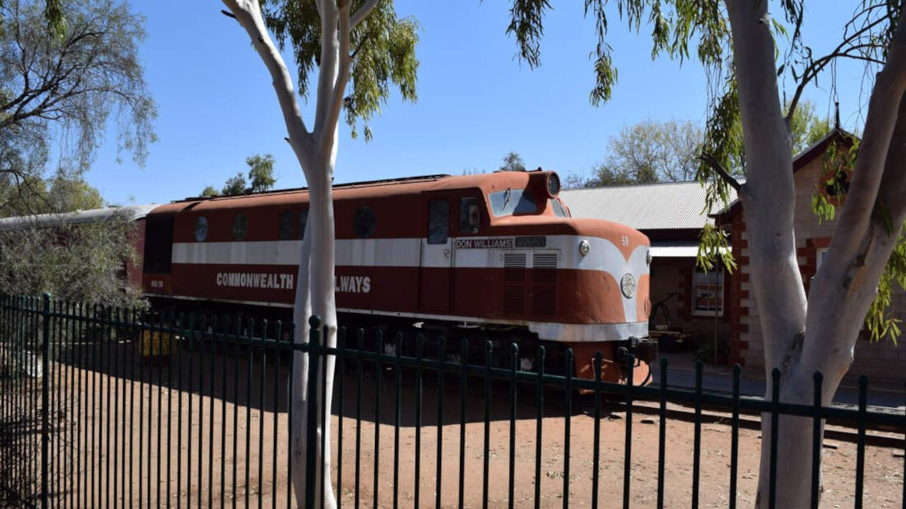 Photo of an old Ghan train at the National Transport Hall of Fame